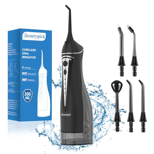 Image of Water Flosser for Teeth Pick Cordless, Beautypick Portable Electric flossers for Teeth Cleaning and Flossing, 300ML Braces Oral Irrigator, Rechargeable Waterproof Dental Picks for Home Travel