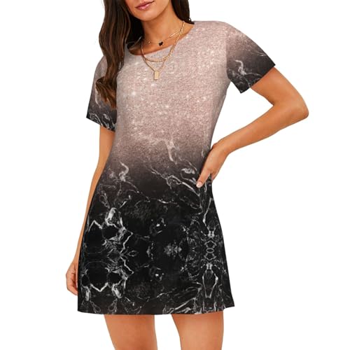 Chemise de nuit or rose et marbre, vêtement de nuit haut de gamme