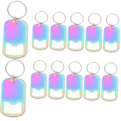 Beaupretty 12個ポケットステンレス製ボトルオープナー キーチェーン付き 飲料フタ開けツール キッチン 車 アウトドア ビール ソーダ水用