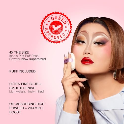 Image of KimChiChic Beauty Giant Puff Puff Pass Set & Bake Powder - Loose Setting Powder with Rice Powder & Vitamin E, Finely Milled for All Day Wear, Translucent 80g