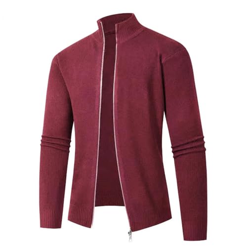 Men's Casual Knit Cardigan Sweaters Stand-Up Collar Warm Zip Sweaters3