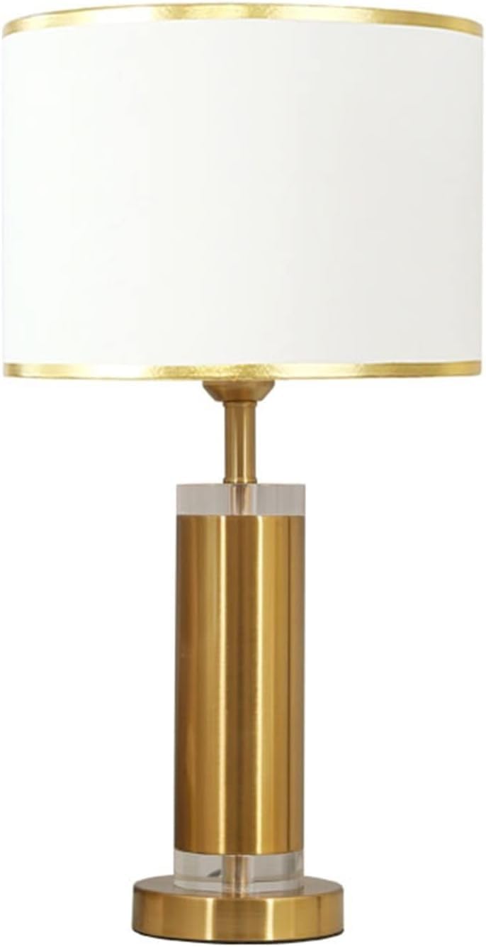 Table Lamp for Bedroom, Crystal with Fabric Lampshade, Bedside(Small)