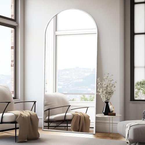Image of Prywot Arched Full Length Mirror, 76 inchx34 inch Free Standing Floor Mirror, White