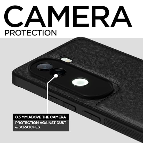 Image of Pikkme Back Cover| Flexible Pu Leather | Full Camera Protection | Raised Edges | Super Soft-Touch | Bumper Case for Vivo V40e / iQOO Z9s 5G (Black)