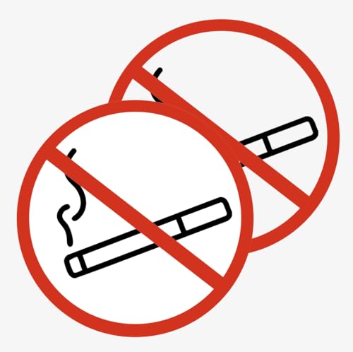 Aufkleber 2er-Set – Verbotsschilder für Innen & Außen – selbstklebend & wetterfest – z. B. Keine EC-Zahlung, Kein Essen, Keine Hunde, Videoüberwachung (verschiedene Motive wählbar) (Rauchen)