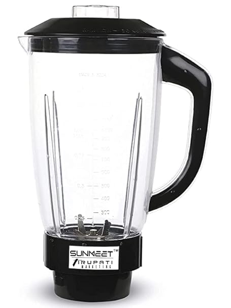 Sunmeet Juicer Jar wof for Mixer Grinder Juicer Jar ABS Plastic Capacity 1500ML Transparent Plastic, Black Mixer Juicer Jar (1500 ml)
