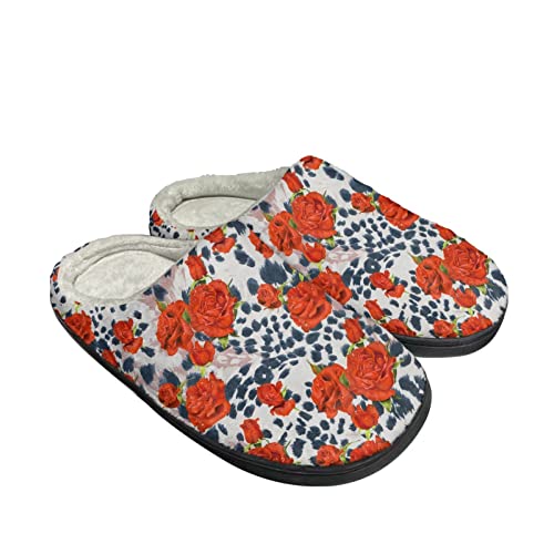 Pantoufles pelucheuses chaudes maison paresseux et fleurs de rose