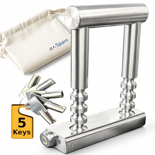 ZASPARE – Candado de Seguridad Exterior para Verjas Rejas Cierres de Tijera Cierres Extensibles Cancelas Puertas de Ballesta Candado Grande Extensible de 5 posiciones.