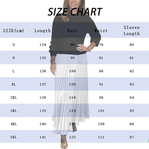 Women's Solid Color Long Sleeve Jumper & Pleated Bottom Dress Fashion,Casual Patchwork Sweatshirt Crewneck Maxi Dresses2
