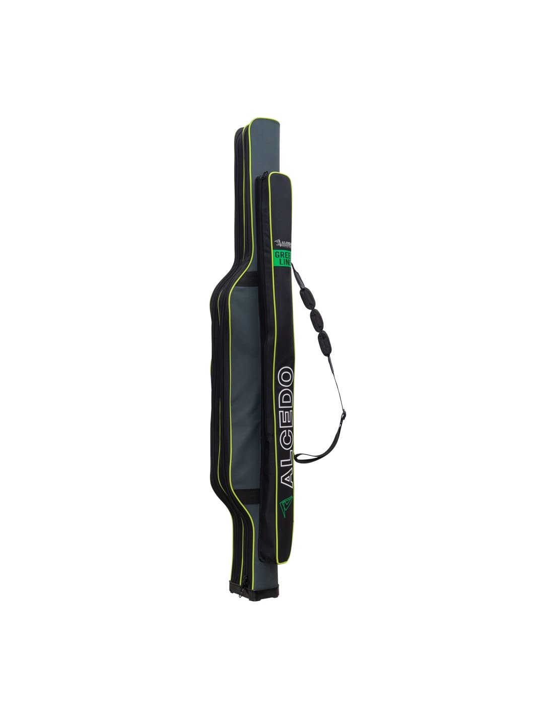 ALCEDO Green Line Pro Fodero Portacanne Rigido 1,55 m con Fondo Rinforzato, Spallaccio Imbottito e Vano Laterale, per Canne Bolognesi con Mulinello e Altre Canne da Pesca