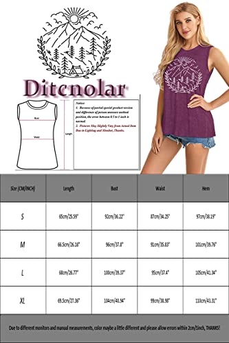 Funny Tank Tops For Women Summer Outdoor Printed Novelty Hiking Camping Graphic Travel Clothes Womens Casual Loose Fit Cotton Tops-M (Purple) #TOP5