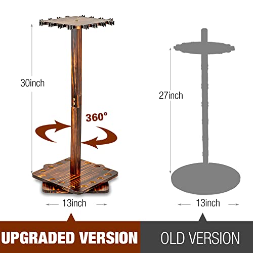 Fishing Rod Holders For Garage 360 Degree Rotating Fishing Pole Rack, Floor Stand Holds Up To 16 Rods Wood Fishing Gear Equipment Storage Organizer, Fishing Gifts For Men Women #TOP3