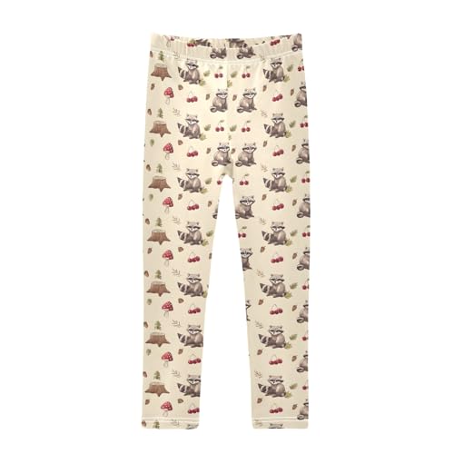 Brown Bear with Cherry Girls Leggings Athletic Pants Tights Stretch Bottom