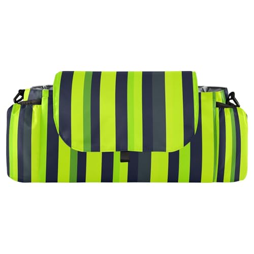 miaozhen Stripes Lime Green Navy Blue stroller organizer accessories large storage caddy zippered pocket carrito para acesorios para baby