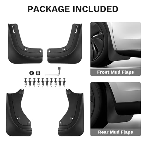 Image of Shademax Custom for 2025 2026 Tesla Model Y Juniper Mud Flaps Splash Guards for Model Y Juniper Accessories Tire Protector No Drilling No Tape Mudflaps Kits All Weather Protection (Set of 4)
