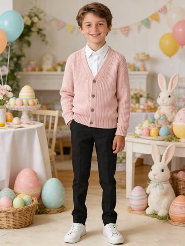 Image of Boys' Dress Pants Kids Wedding Suit Pants Boys School Uniform Pants Trousers for Golf Play & Outdoor Adjust Waist