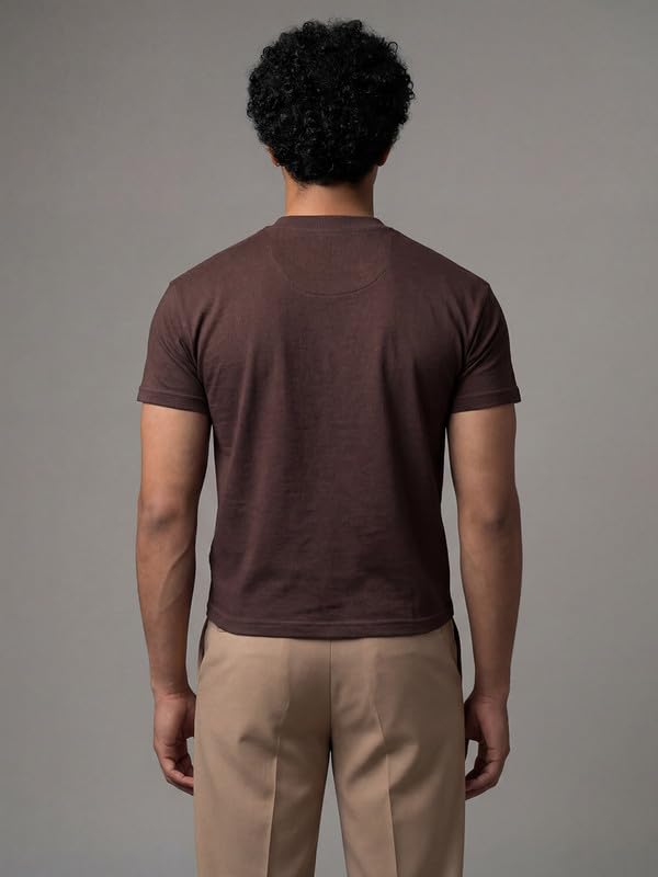 Image of FUGAZEE 100% Cotton Brown Eyelet Detail Cropped T-Shirt | Short Sleeves & Round Neck