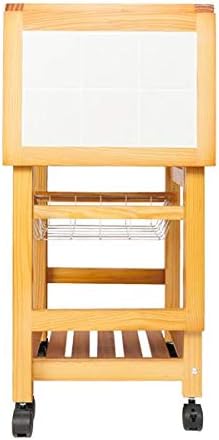 Portable Rolling Drop Leaf Kitchen Storage Trolley Cart Island Sapele Color