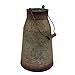 CVHOMEDECO. 10 Inch Galvanized Metal Milk Can with Wooden Handle, Old Rustic Farmhouse Pitcher Jug Vase for Home and Garden Décor. Grey