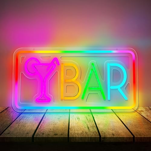 Image of Bar Neon Sign, LED Sign for Wall Decor, LED Neon Light Signs for Home, USB Powered Bar lights for Cocktails Man Cave Party Club, Christmas Gifts