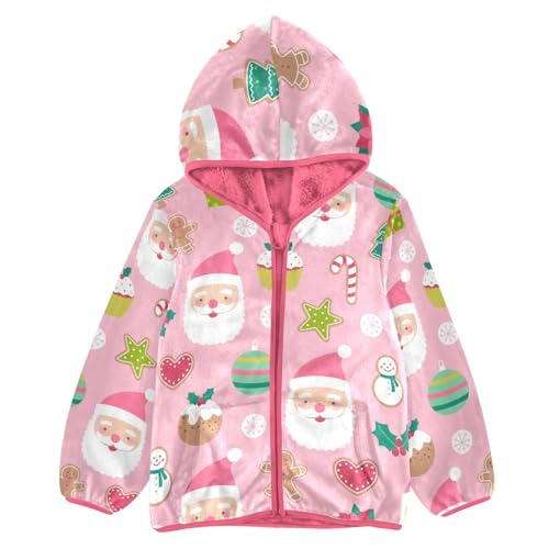 OTVEE Christmas Cute Santa Claus Kids Hoodie Jacket Fall Spring Full Zip Warm Outwear Coat