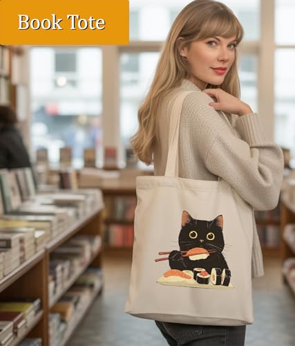 Image of Cat Gifts Tote Bag for Women Girls, Cat Lover Gifts Tote Bag for Daughter Besties, Medium Size with Inner Pocket