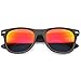 zeroUV Flat Matte Reflective Mirror Color Lens Large Horn Rimmed Style Sunglasses - UV400 (Classic | Black/Fire)