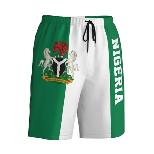 Nigeria Flag Nigerian Emblem Beach Shorts Beachwear Board Short Swim Trunks for Men2