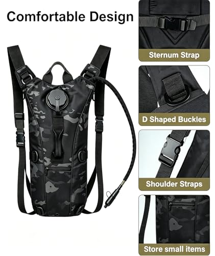 Image of 3L Tactical Hydration Backpack with Pre-Installed Removable Water Bladder, Hydration Bag, Ergonomic Lightweight Design for Hiking, Cycling, Outdoor Adventures(Camouflage Color)
