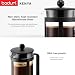 BODUM KENYA French Press Coffee Maker, 350ml / 3 Cup Cafetière with Heat-Resistant Borosilicate Glass, Reusable Stainless-Steel Filter and Protective Plastic Frame, Black