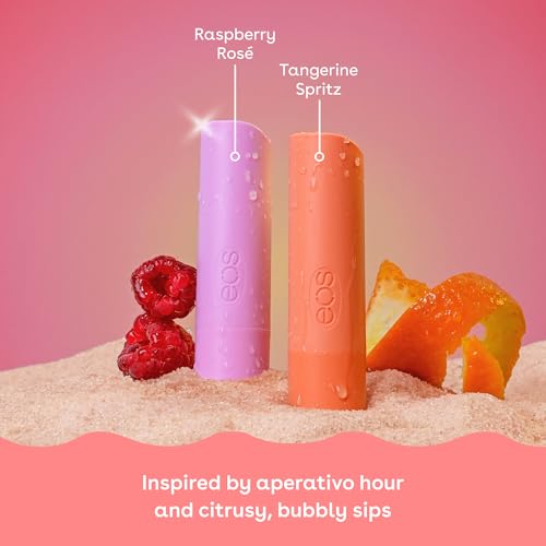 Image of eos Limited Edition Lip Balm, Raspberry Rose, Tangerine Spritz - Moisturizing, Hydrating Lip Balm, For Dry Lips, Shea Butter, Gift Set, Cruelty-Free, 0.14 oz, 2-Pack