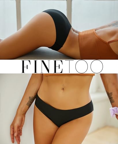 Image of FINETOO 6 Pack Women's Seamless Hipster Underwear No Show Panties Invisibles Briefs Soft Stretch Bikini Underwears XS-XL