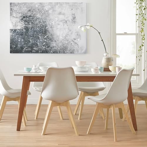 BOLLI Scandinavian Dining Chairs Set of 6, Kitchen Chair, Ideal for Dining Room, Living Room, Bedroom (Tulip, White)