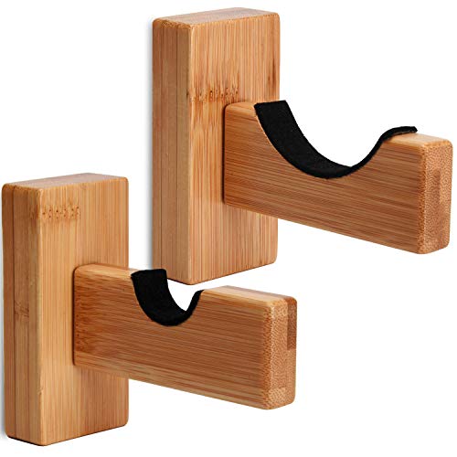 TOBWOLF 2PCS Baseball Bat Wall Mount Display Rack, Horizontal Display Bat Hanger Holder, Wood Bracket Stand for Hockey Stick - Burlywood