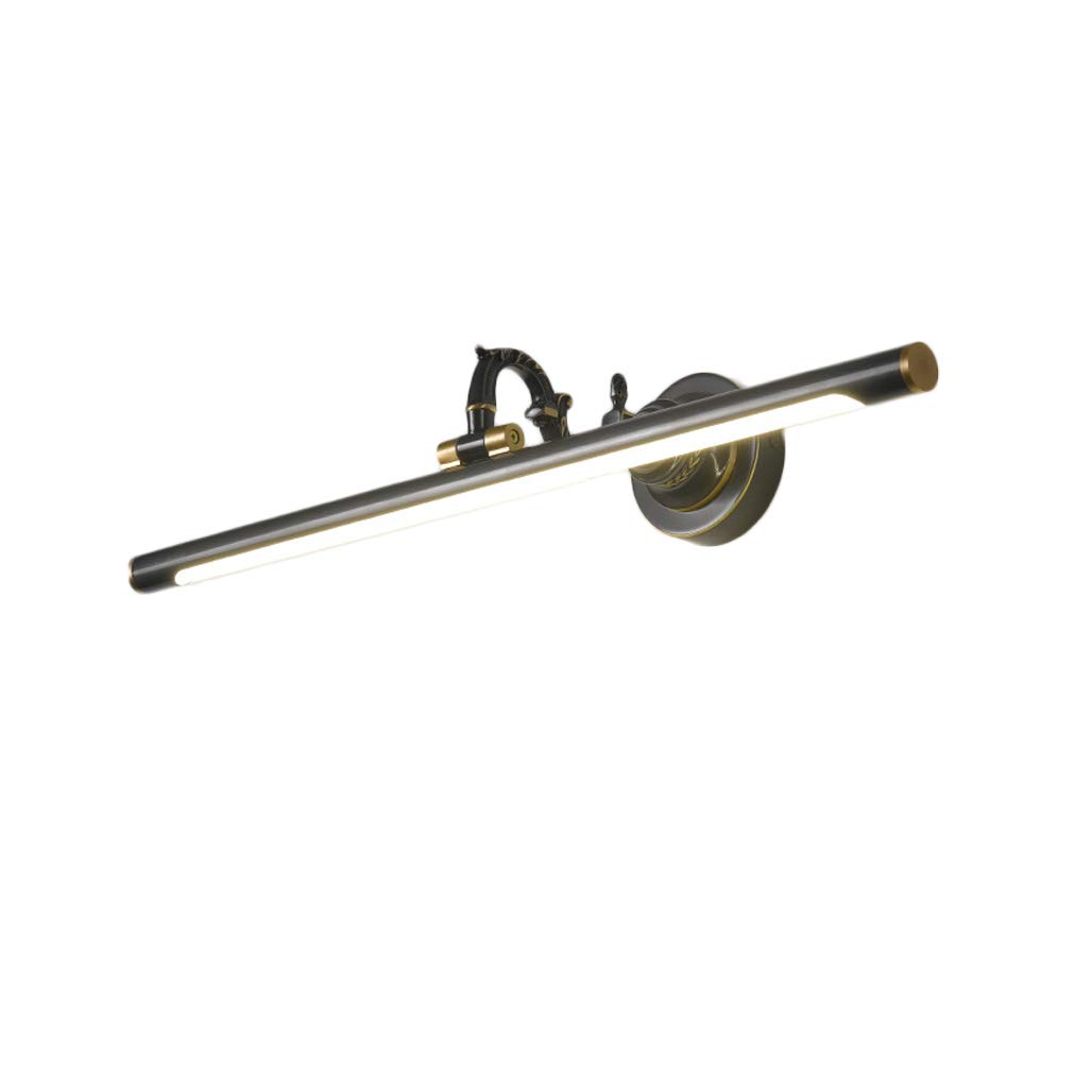 LED Lampada da Specchio Bagno, 7W 630lm Lampada da Bagno Ottone Vintage, Lampada da Parete a LED 4000K IP44 Luce Specchio Bagno, 240° Regolabile Luce per Trucco, Anti Ruggine, 35cm,Nero