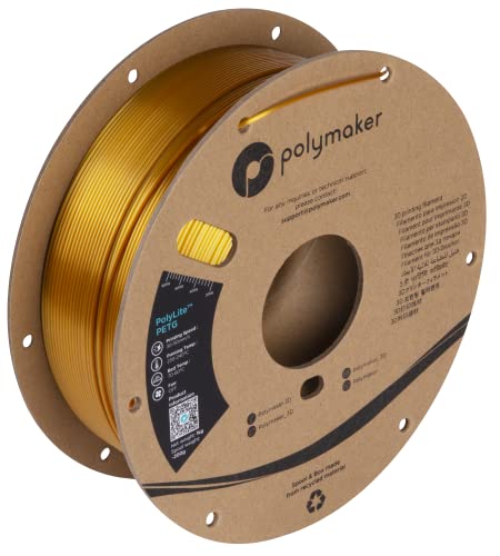Polymaker Petg Filament 1.75Mm, 1Kg Strong Petg 3D Printer Filament Gold - Polylite Shiny Petg Gold 3D Printing Filament 1.75Mm, Dimensional Accuracy +/- 0.03Mm, Print With Most 3D Printers #TOP6