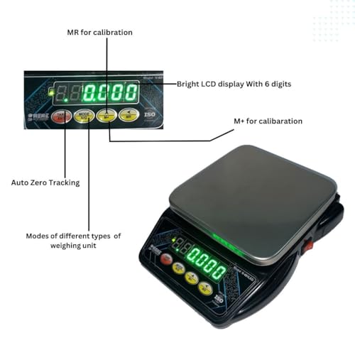 Image of 10Kg Counter Weight Machine Digital Food Scale With Stainless Steel Top, Rechargeable Betteries & USB Cable Included Perfect for Home Kitchen & Shops (Black)