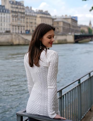 Image of v28 Women's Cotton Turtle Cowl Neck Aran Fishermen Fair Isle Cable Knit Sweater