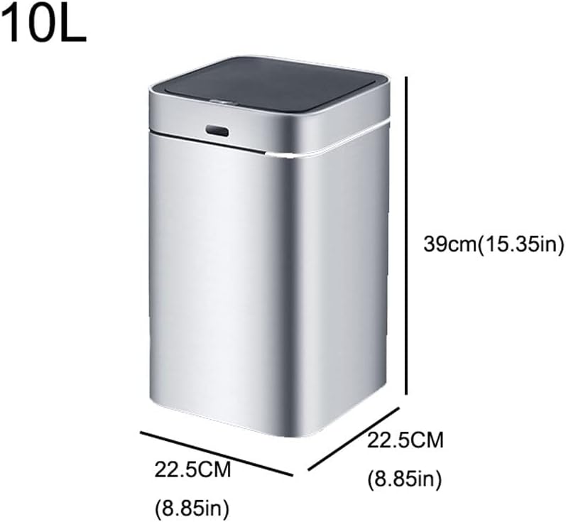 Trashbin Stainless Steel Rechargeable Intelligent Automatic Induction Trash Can Household Kitchen Living Room Trash Can 10L Trash Cans