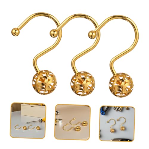 Ganchos para cortinas de ducha de metal dorado con bola hueca resistente 8