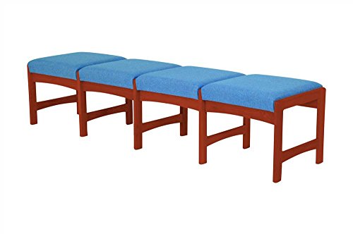 Dakota Four Seat Bench Wood Finish: Dark Red Mahogany, Fabric: Powder Blue
