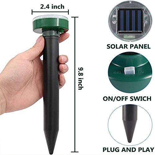 Nurkoo Mollenverjager op zonne-energie, IP65, ultrasonische mollenverjager, woelmuisverjager, mollenverjager, voor de… - Image 3