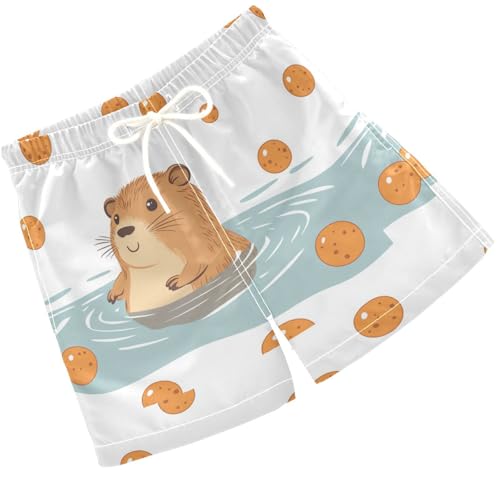 Pigsaly Boys' Swim Board Shorts Cute Capybara Pool Boy's Swim Trunks Kids Swimwear 3T Multicolor