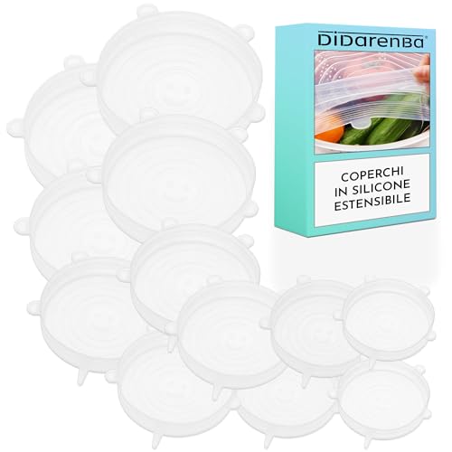 Coperchi in silicone estensibile 12 pezzi dimensioni diverse lavabili in lavastoviglie coperchio tappi silicone trasparenti