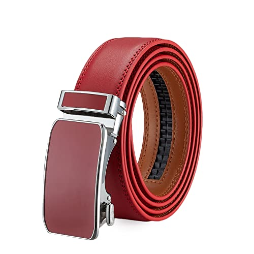 Men's Belt,Men's Real Leather Ratchet Dress Belt with Automatic Buckle,Elegant Gift Box