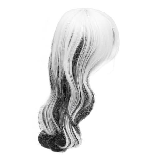 Peluca de cosplay para mujer resistente al calor bicolor pelo sintético ondulado Halloween
