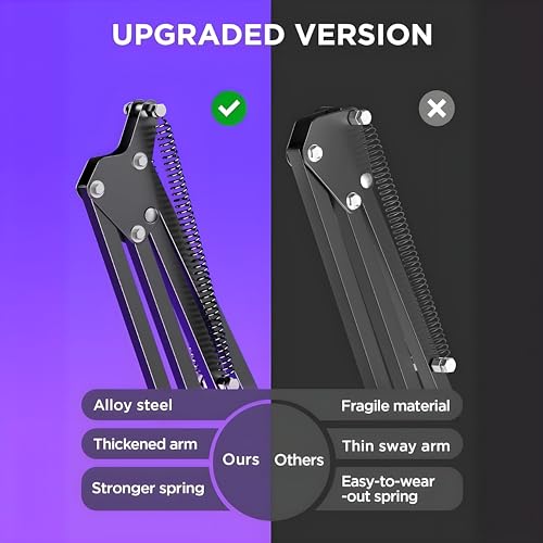 Image of CLAPONE Microphone Stand for Singing Suspension Boom Scissor Arm for Broadcasting and Recording Microphone Desk Arm Stand Adjustable for Voice-over, Gaming, Studio, Home Office