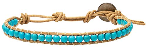 Infinityee888 Leather Bracelet Light Brown Wrap Beads Natural Stone Adjustable for Men Women Teen Yoga Handmade Bohemian Gypsy Boho2