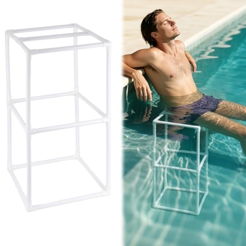 BOUTICOL 32 Inch Underwater Pool Stool with Foot Rest PVC Underwater Pool Barstools Pool Seats for in Pool Rest
