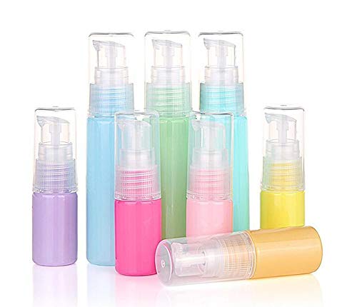 6Pcs Macaron Color Empty Refillable Cream Lotion Pump Bottle Portable Travel Cosmetic Bottles Container Pot for Shower Gel Serums Body Lotion Shampoo Toiletries Liquid Containers (10ML)
